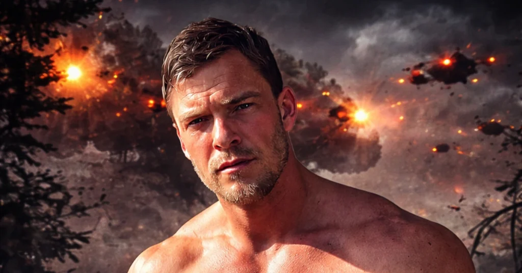 alan ritchson transformation for netflix movie war machine